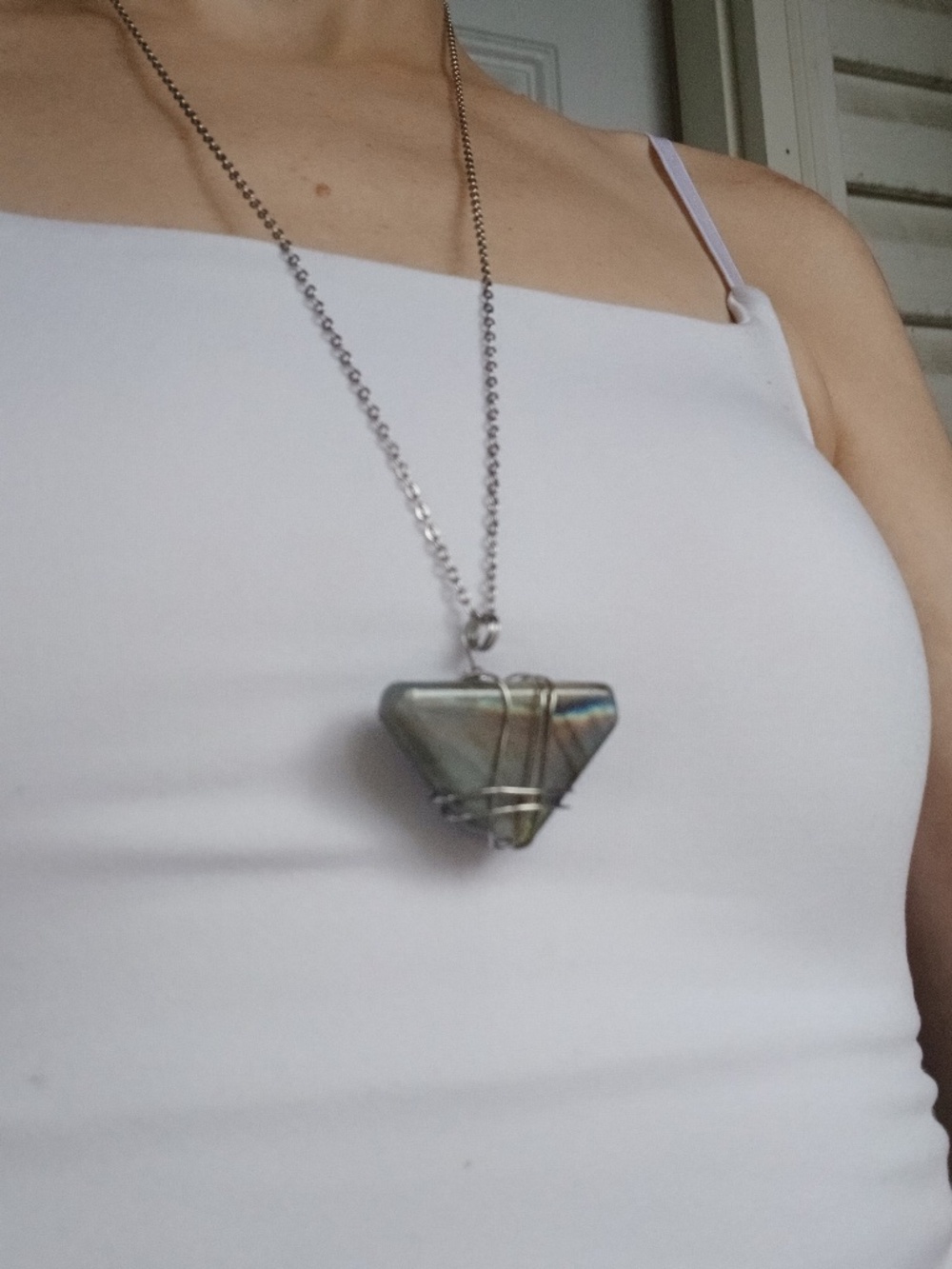 💎 Labradorite Necklace Blue/Purple Flash • Wire Wrapped Stainless Steel | NWOT